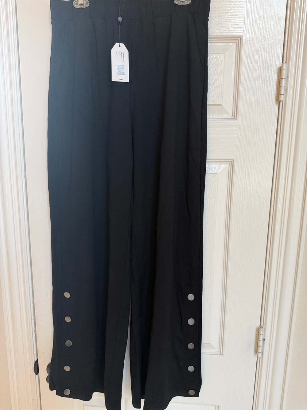 Universal Standard Black Wide Leg Pants with Snap Details